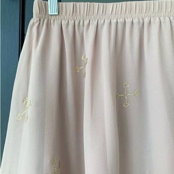 BNWOT H&M cute lace layered mini skirt with glitter cross gems print pink size 8 - Picture 3 of 4
